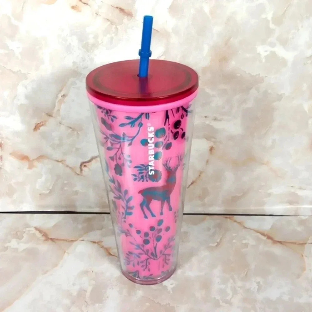 Starbucks 2022 Holiday woodland lace color change pink